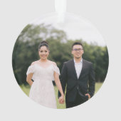 金ゴールドメリーエレガントクリスマスファミリーホリデーフォト オーナメント (裏面)