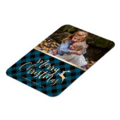 金ゴールドメリーエレガントクリスマスプレイドカスタム写真 マグネット (左側)