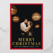 金ゴールドメリーエレガントクリスマス赤枠の写真 箔シーズンカード (正面)
