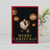金ゴールドメリーエレガントクリスマス赤枠の写真 箔シーズンカード (立ち正面)