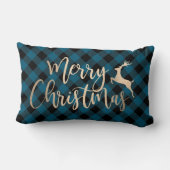 金ゴールドメリークエレガントリスマスブラック&ブループレイド ランバークッション (裏面)