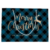 金ゴールドメリークエレガントリスマスブラック&ブループレイド ラージペーパーバッグ (裏面)