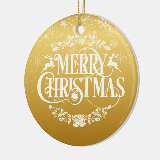 金ゴールドメリークリスマスおもしろいクール夫引用文 セラミックオーナメント (左)