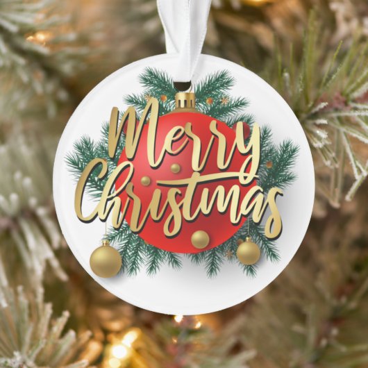 金ゴールドメリークリスマスとリース オーナメント (ツリー)