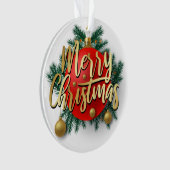 金ゴールドメリークリスマスとリース オーナメント (正面)