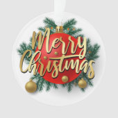 金ゴールドメリークリスマスとリース オーナメント (正面)