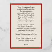 金ゴールドメリークリスマスと金ゴールドの弓、写真 箔シーズンカード (裏面)