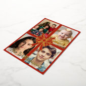 金ゴールドメリークリスマスと金ゴールドの弓、写真 箔シーズンカード (回転した状態)