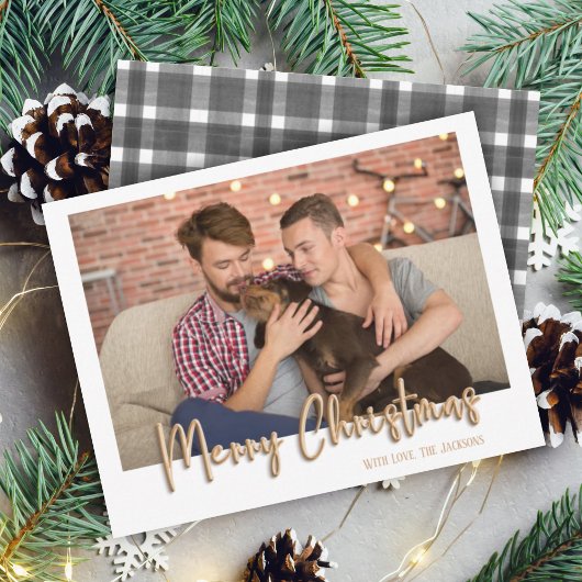 金ゴールドメリークリスマスのバブルの手紙プレイド白 シーズンカード