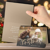 金ゴールドメリークリスマスの折り畳み写真 シーズンカード