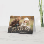 金ゴールドメリークリスマスの折り畳み写真 シーズンカード (正面)