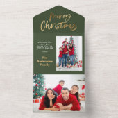 金ゴールドメリークリスマスの星写真の休日 オールインワン招待状 (内側)