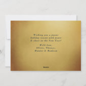 金ゴールドメリークリスマスウォーターカラーツリーグリーンスクリプト シーズンカード (裏面)