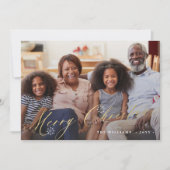 金ゴールドメリークリスマスエレガントの脚本撮シンプル影 シーズンカード (正面)