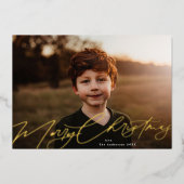 金ゴールドメリークリスマスエレガントの豪華な写真 箔シーズンカード (正面)