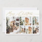金ゴールドメリークリスマスエレガントスクリプト写真コラージュ シーズンカード (正面)