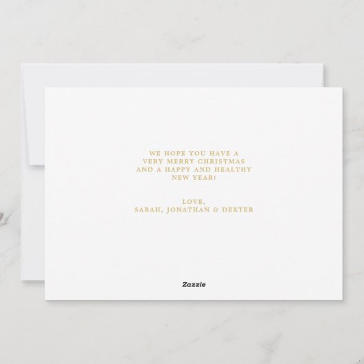 金ゴールドメリークリスマスエレガントスクリプト写真コラージュ シーズンカード (裏面)