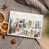 金ゴールドメリークリスマスエレガントスクリプト写真コラージュ シーズンカード