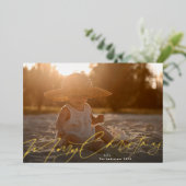 金ゴールドメリークリスマスエレガント書道写真 箔シーズンカード (立ち正面)