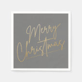 金ゴールドメリークリスマスオングレーナプキンス スタンダードカクテルナプキン (正面)
