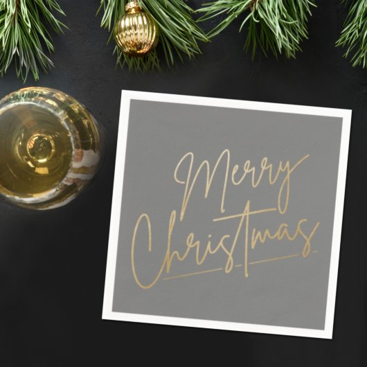 金ゴールドメリークリスマスオングレーナプキンス スタンダードカクテルナプキン