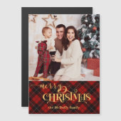 金ゴールドメリークリスマスオンレッドタータンチェック写真 (正面/裏面)