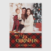 金ゴールドメリークリスマスオンレッドタータンチェック写真 (正面)