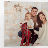 金ゴールドメリークリスマスオンレッドタータンチェック写真 三つ折りカード (内部最初)