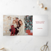 金ゴールドメリークリスマスオンレッドタータンチェック写真 三つ折りカード (内部)