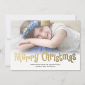 金ゴールドメリークリスマスカスタムのフォトカモダンード シーズンカード (正面)