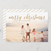 金ゴールドメリークリスマスグリッタールックフォトカード シーズンカード (正面/裏面)