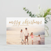 金ゴールドメリークリスマスグリッタールックフォトカード シーズンカード (スタンド正面)