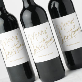金ゴールドメリークリスマスグリーンホワイト ワインラベル