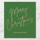 金ゴールドメリークリスマスグリーン ワインラベル (シングルラベル)