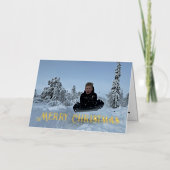 金ゴールドメリークリスマスシグネチャーカスタム付き写真 箔シーズンカード (正面)