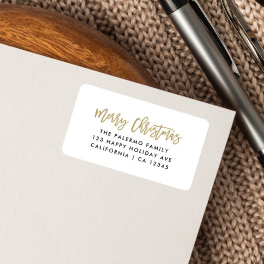 金ゴールドメリークリスマススクモダンリプトタイポグラフィ ラベル