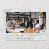 金ゴールドメリークリスマススクリプトのビジネスオフィスフォト シーズンカード (正面/裏面)