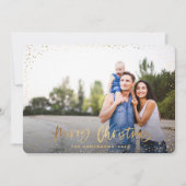 金ゴールドメリークリスマススター写真のホリデーカード シーズンカード (正面)