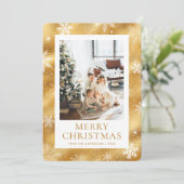 金ゴールドメリークリスマススノーフレークの写真 シーズンカード (スタンド正面)