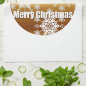 金ゴールドメリークリスマススノーフレークキッチンタオル キッチンタオル (折り畳み)
