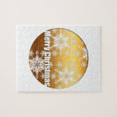 金ゴールドメリークリスマススノーフレーク – ジグソーパズル (横)