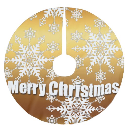 金ゴールドメリークリスマススノーフレーク – ツリースカート (正面)