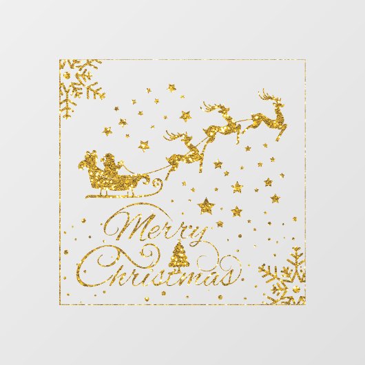 金ゴールドメリークリスマススノーフレーク、ハッピーニューウィンドウ ウィンドウサイン (シート)