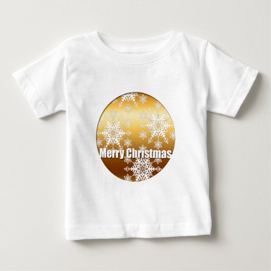 金ゴールドメリークリスマススノーフレーク –  ベビーTシャツ (正面)