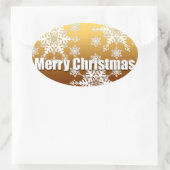 金ゴールドメリークリスマススノーフレーク –  楕円形シール (バッグ)