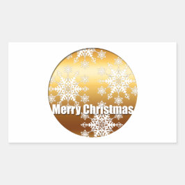 金ゴールドメリークリスマススノーフレーク – 長方形シール