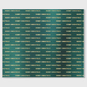 金ゴールドメリークリスマスタイポグラフィダークティール(緑がかった色)メタル ラッピングペーパー (フラット)