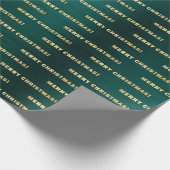 金ゴールドメリークリスマスタイポグラフィダークティール(緑がかった色)メタル ラッピングペーパー (角)