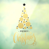 金ゴールドメリークリスマスツリースターズホリデー ウィンドウサイン (シート3)