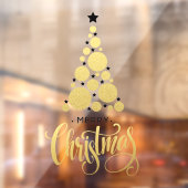 金ゴールドメリークリスマスツリースターズホリデー ウィンドウサイン (シート2)